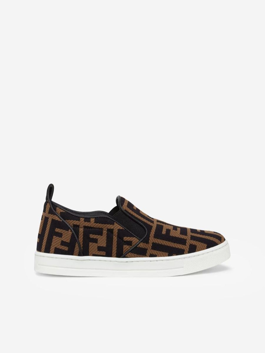 Teen Fendi Kids Footwear | Fendi Kids - Unisex Ff Logo Slip On Trainers | Childsplay Clothing