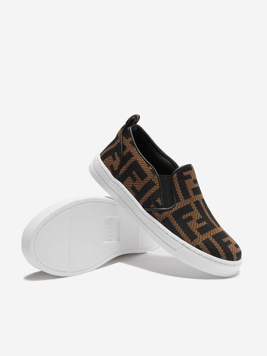 Teen Fendi Kids Footwear | Fendi Kids - Unisex Ff Logo Slip On Trainers | Childsplay Clothing