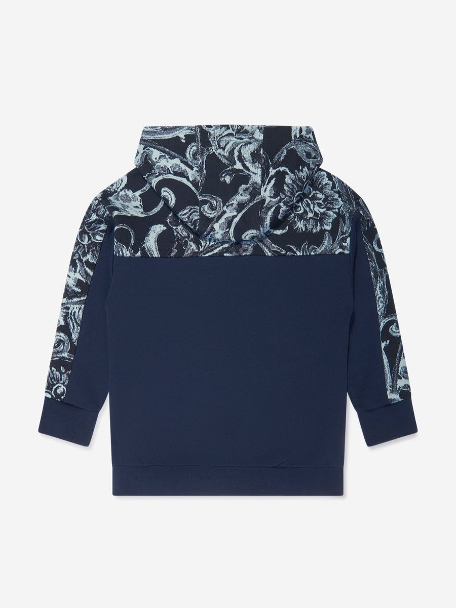 Boys Versace Sweatshirts & Hoodies | Boys Barocco Logo Hoodie In Navy