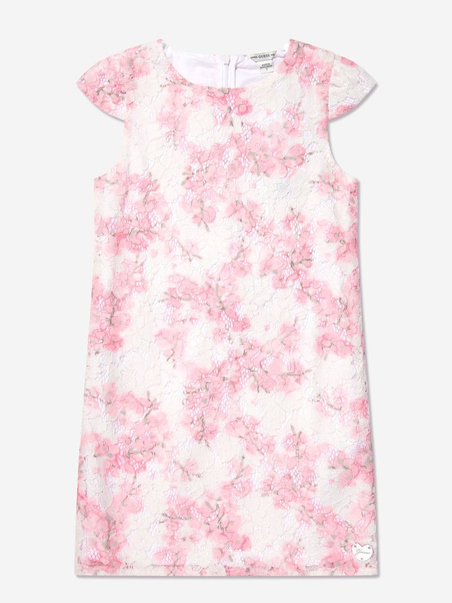 Girls Guess Dresses | Girls Cherry Blossom Lace Dress In White