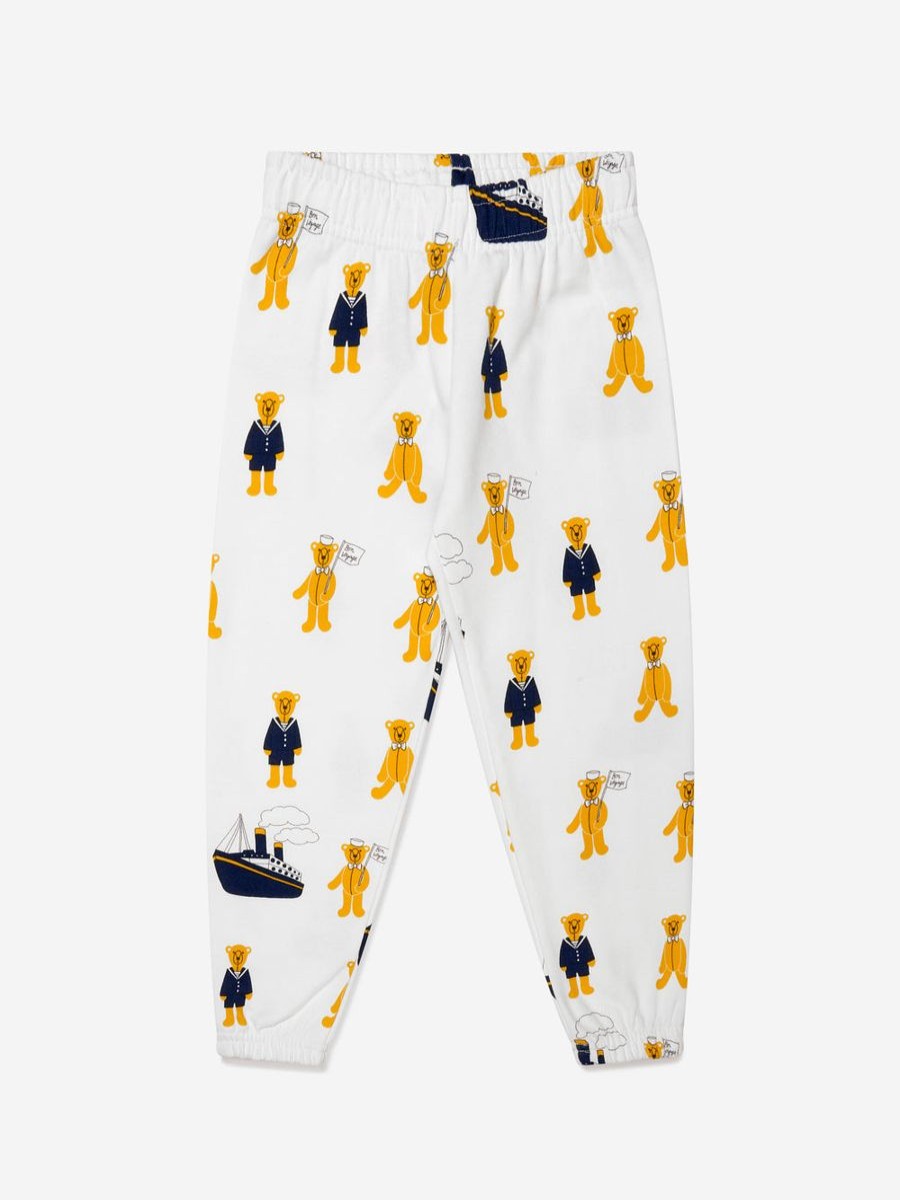 Boys Mini Rodini Sweatpants | Kids Teddy Bear Joggers In White