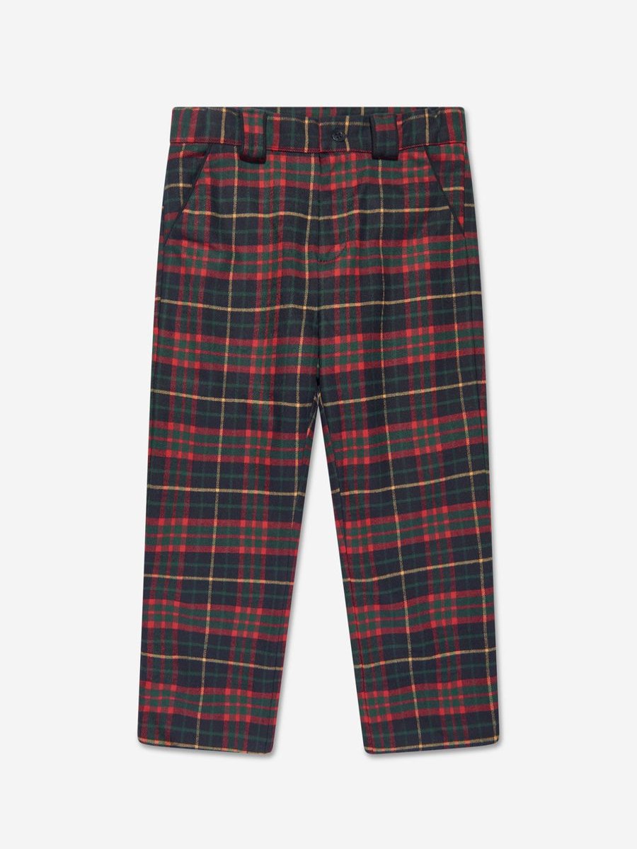 Boys Patachou Trousers | Boys Tartan Trousers In Navy