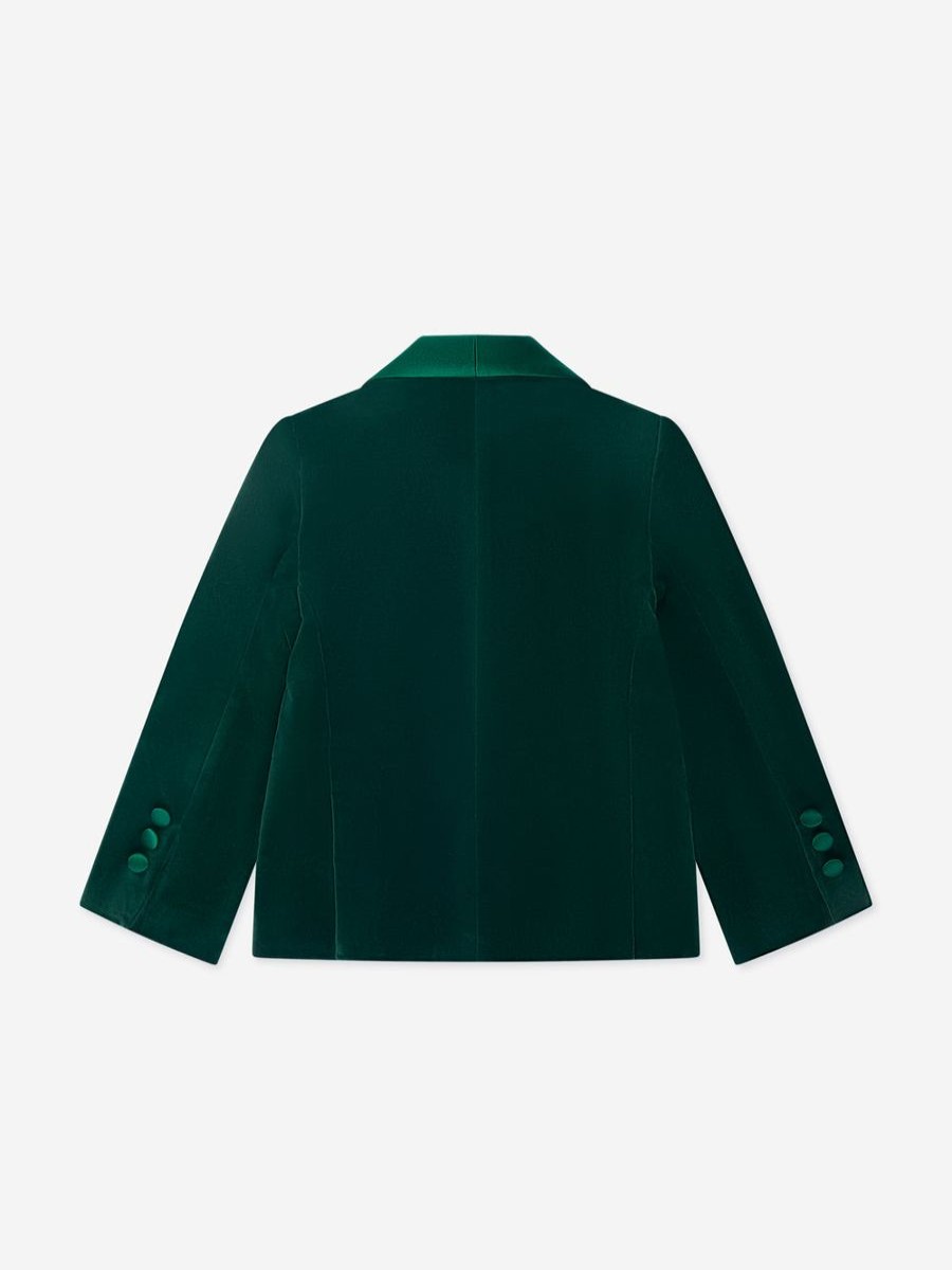 Boys Patachou Coats & Jackets | Boys Velvet Blazer In Green