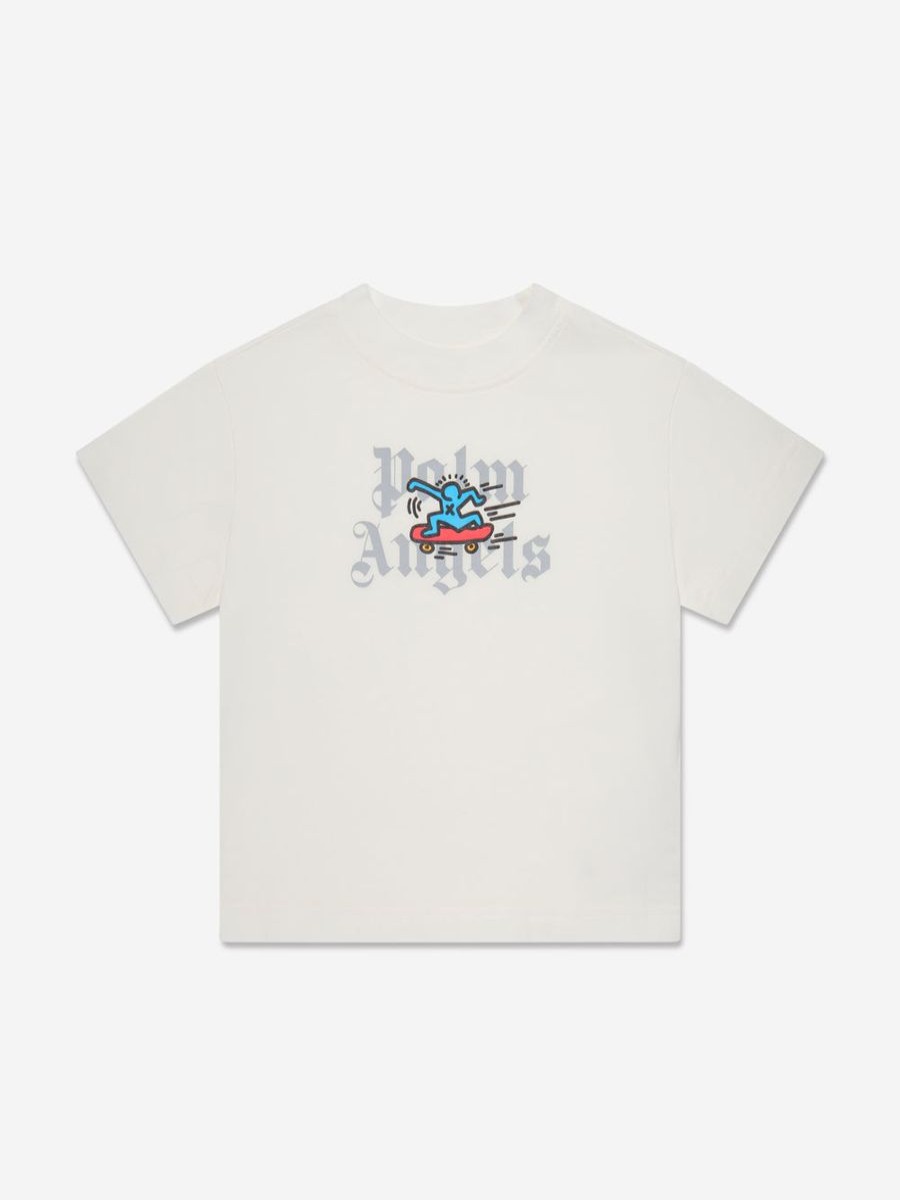 Boys Palm Angels T-Shirts & Tops | Boys Pa X Keith Haring Skateboard T-Shirt In White