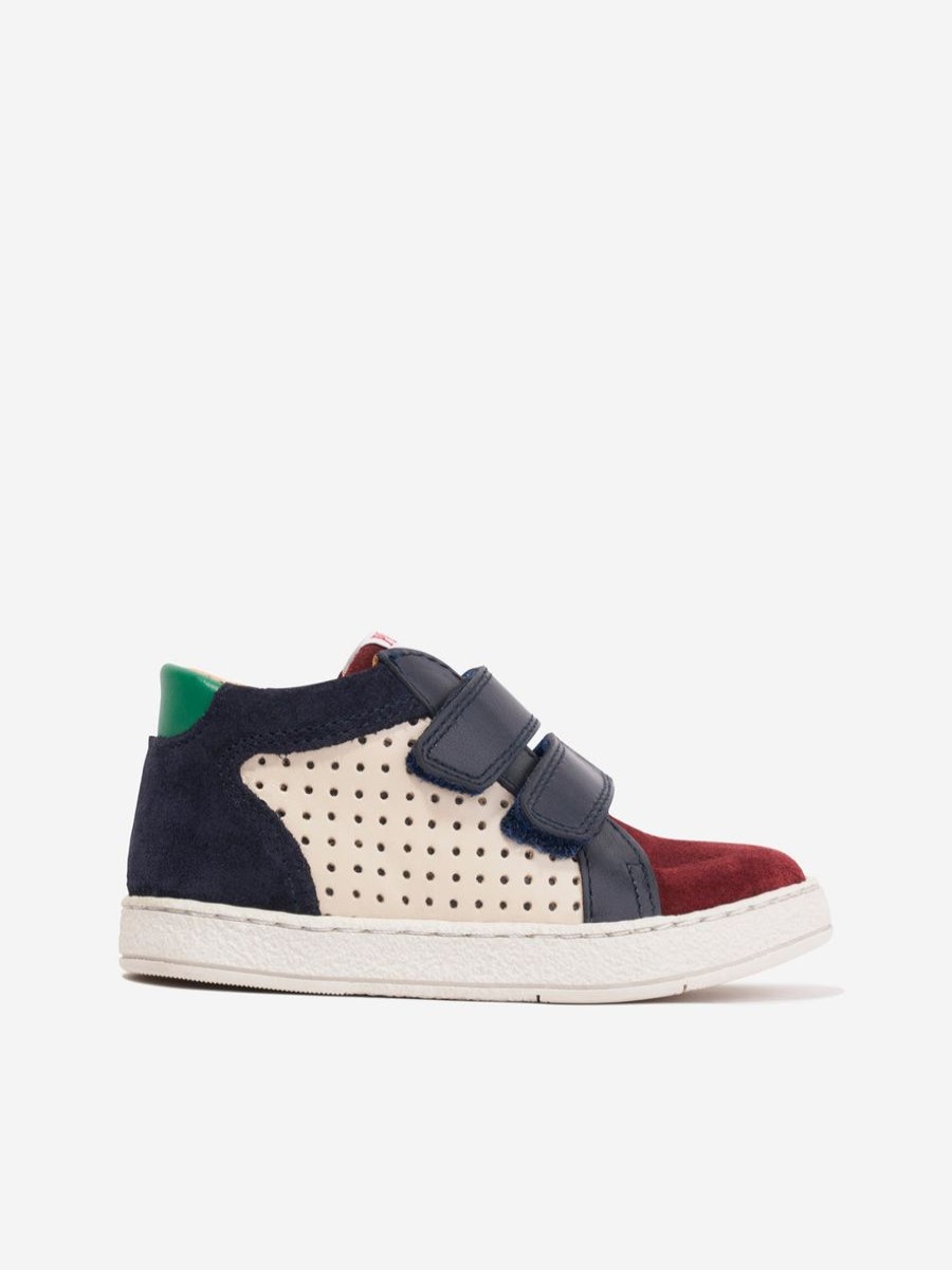 Boys Pom D'Api Sneakers | Boys Leather Mousse Easy Trainers In Navy