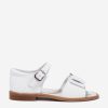 Baby Andanines Shoes | Andanines - Girls Patent Leather Bow Sandals In White | Childsplay Clothing