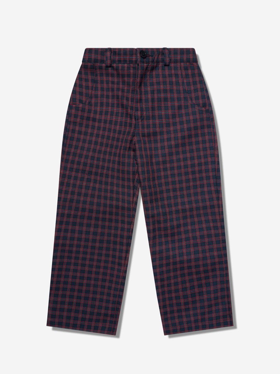 Boys Rachel Riley Trousers | Boys Mini Check Trousers In Navy