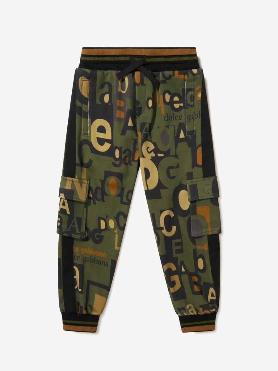 Boys Dolce & Gabbana Kids Trousers | Boys Cotton Logo Miltary Trousers