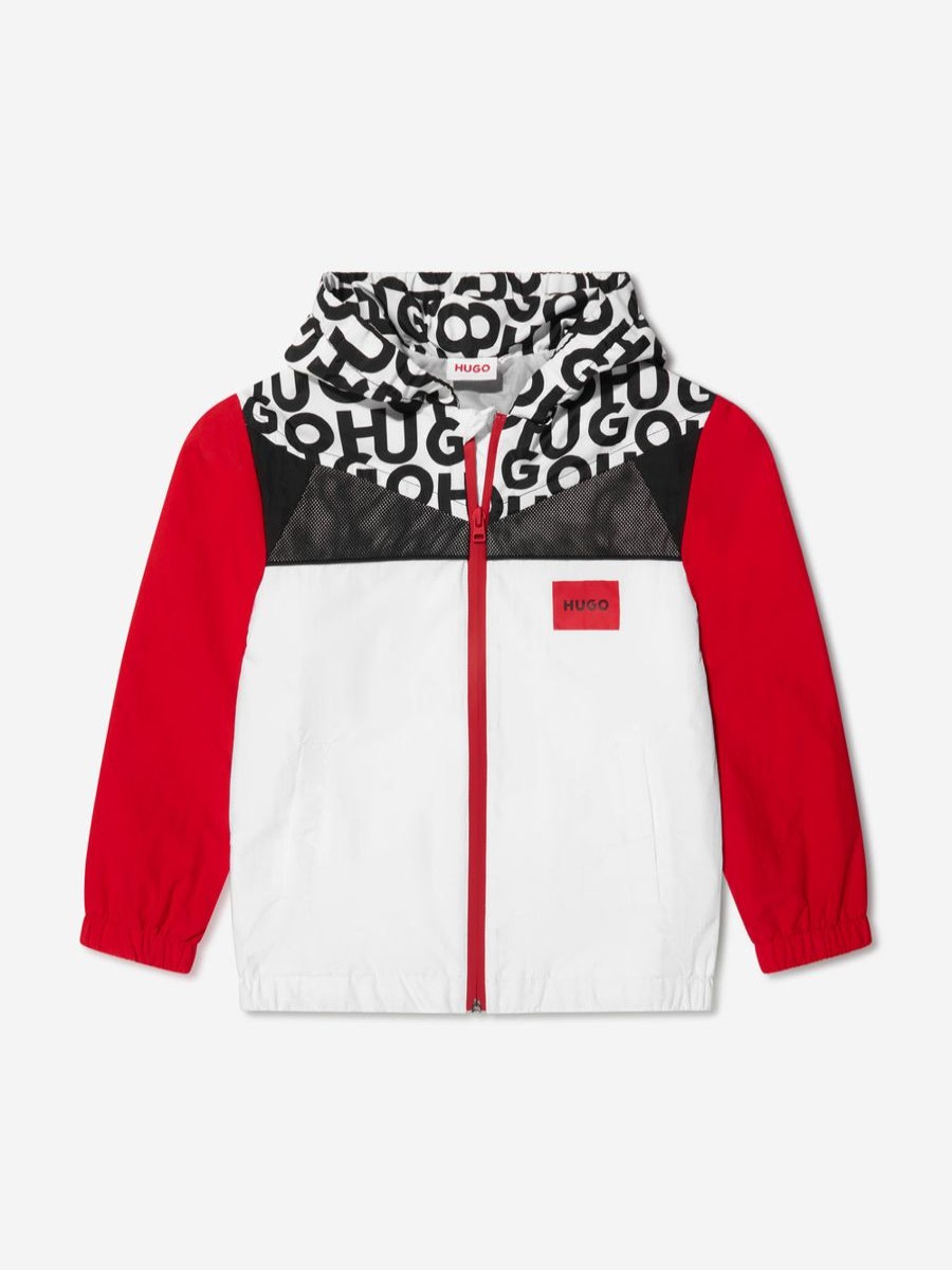 Boys Hugo Coats & Jackets | Hugo - Boys Hooded Windbreaker In Red | Childsplay Clothing