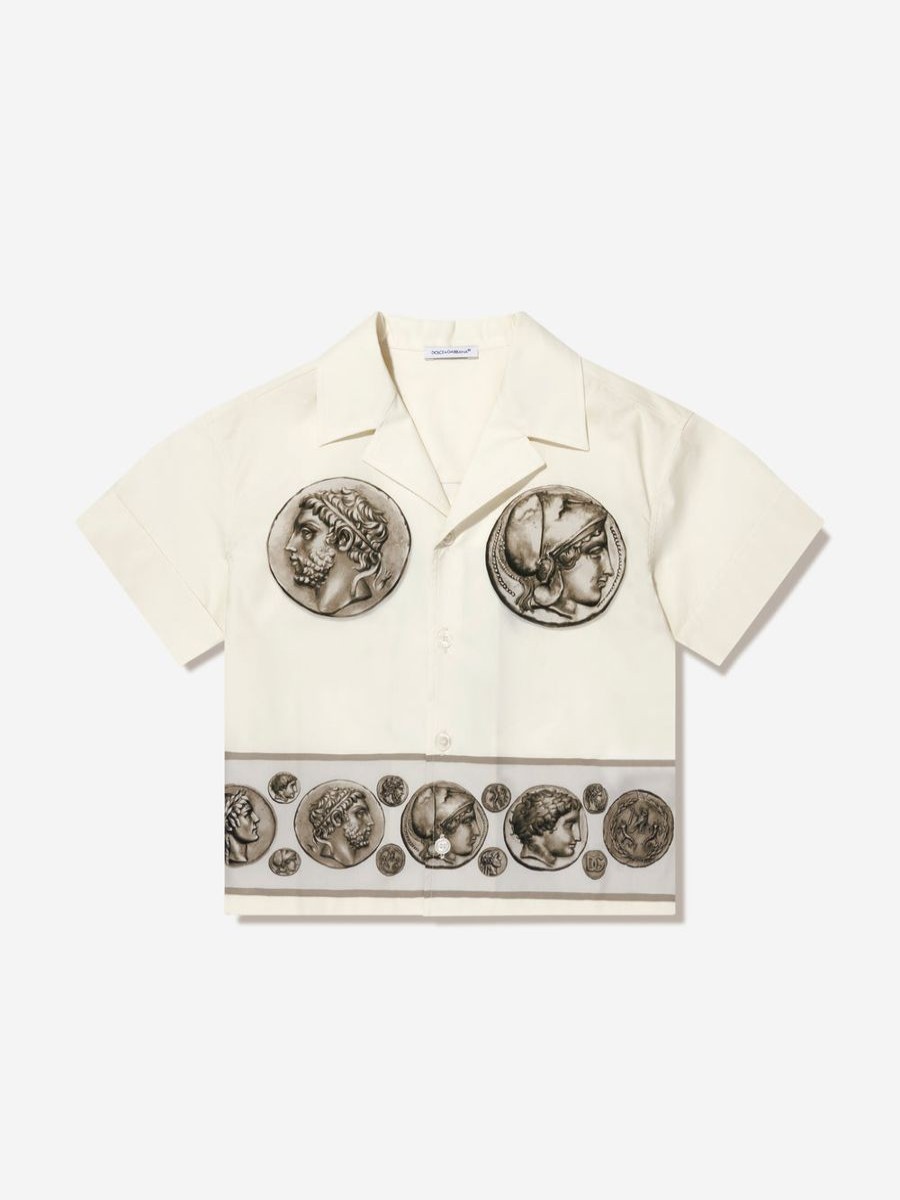 Boys Dolce & Gabbana Kids Shirts | Boys Short Sleeve Shirt In Ivory