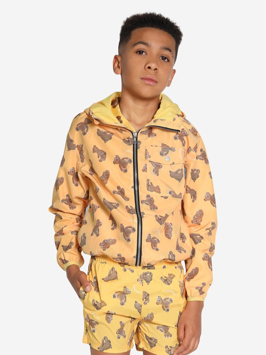 Boys Palm Angels Coats & Jackets | Boys Aop Pa Bears Windbreaker In Yellow