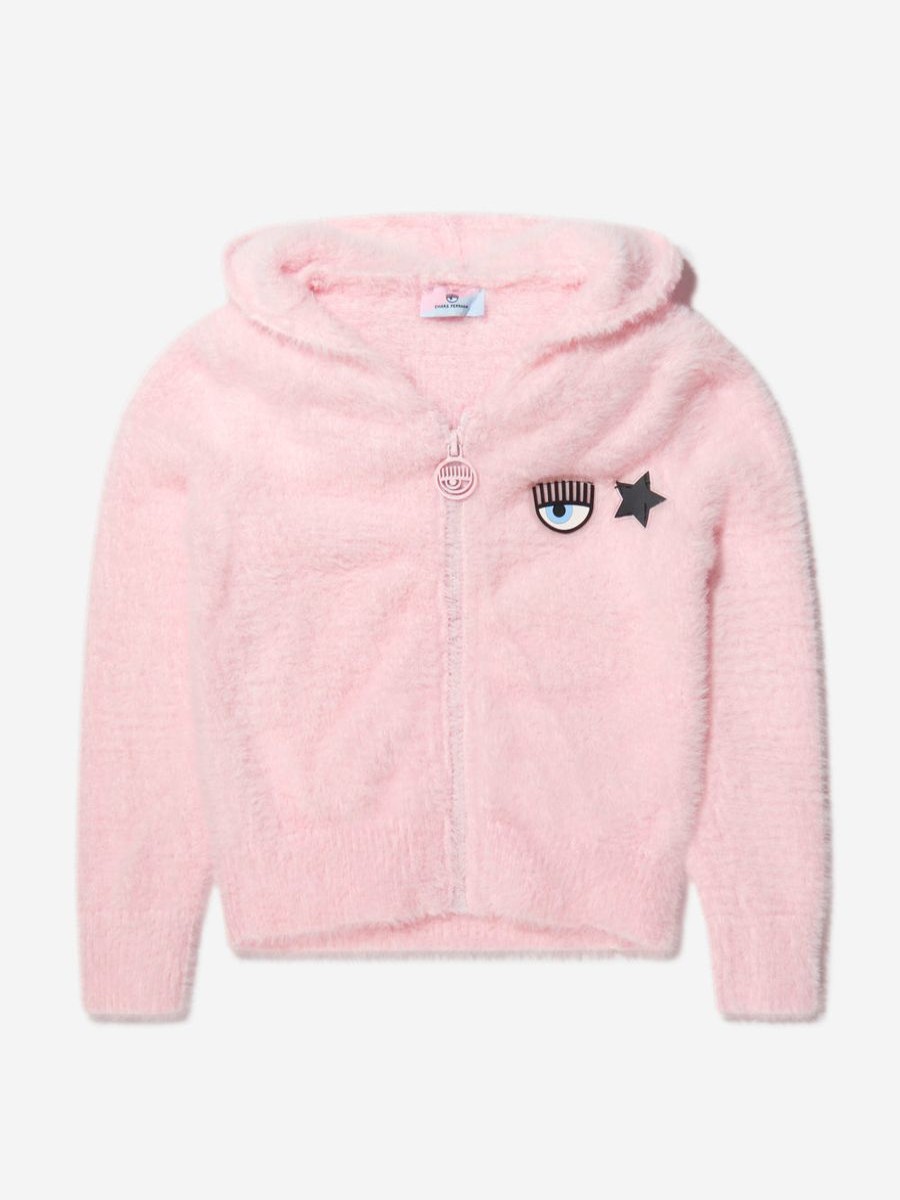 Girls Chiara Ferragni Coats & Jackets | Girls Fluffy Zip Up Hoodie With Ears