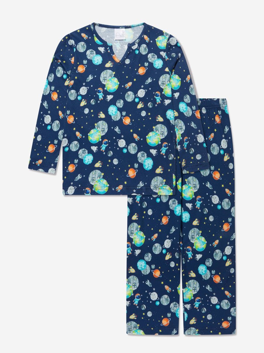 Boys Amiki Children Nightwear & Pyjamas | Boys Chris Space Print Pyjama Set In Blue