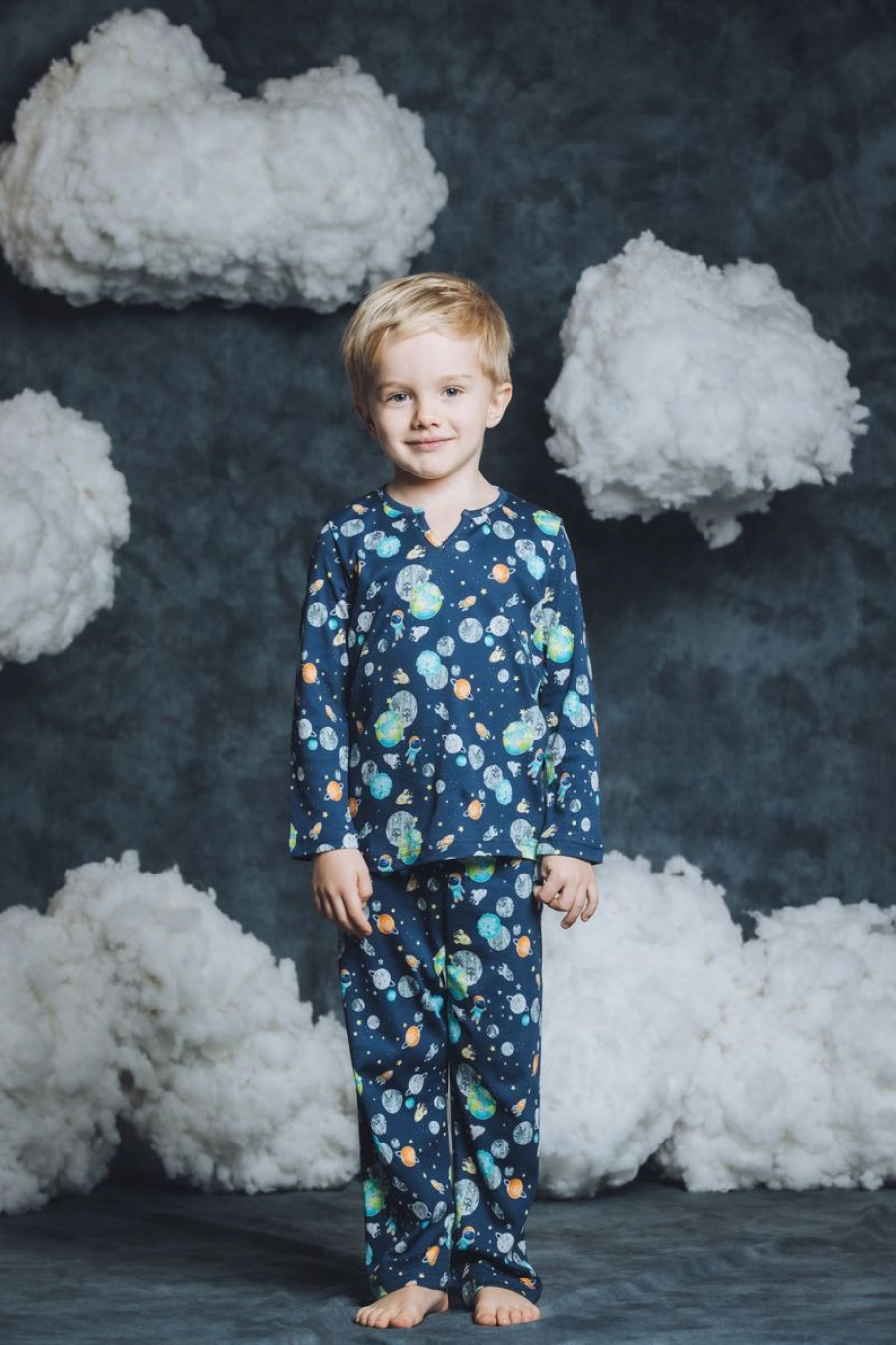 Boys Amiki Children Nightwear & Pyjamas | Boys Chris Space Print Pyjama Set In Blue