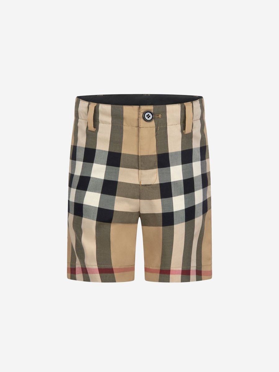 Boys Burberry Kids Underwear | Burberry Kids - Boys Royston Check Shorts In Beige | Childsplay Clothing