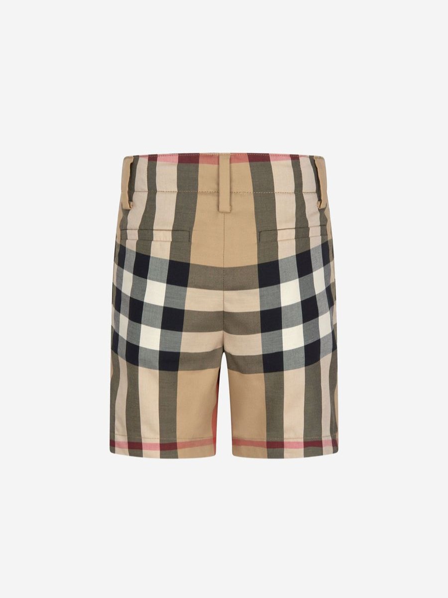 Boys Burberry Kids Underwear | Burberry Kids - Boys Royston Check Shorts In Beige | Childsplay Clothing