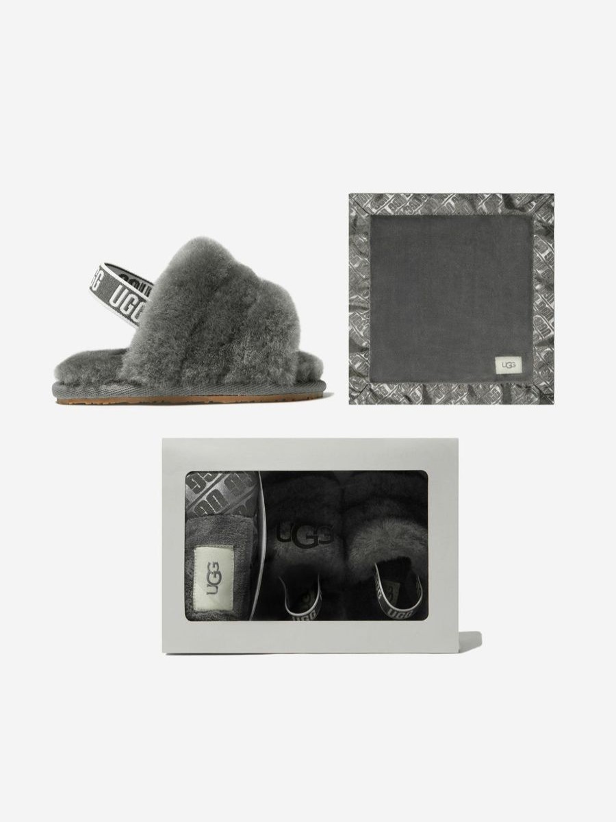 Boys UGG Nightwear & Pyjamas | Ugg - Baby Fluff Yeah Slides And Blanket Gift Set | Childsplay Clothing