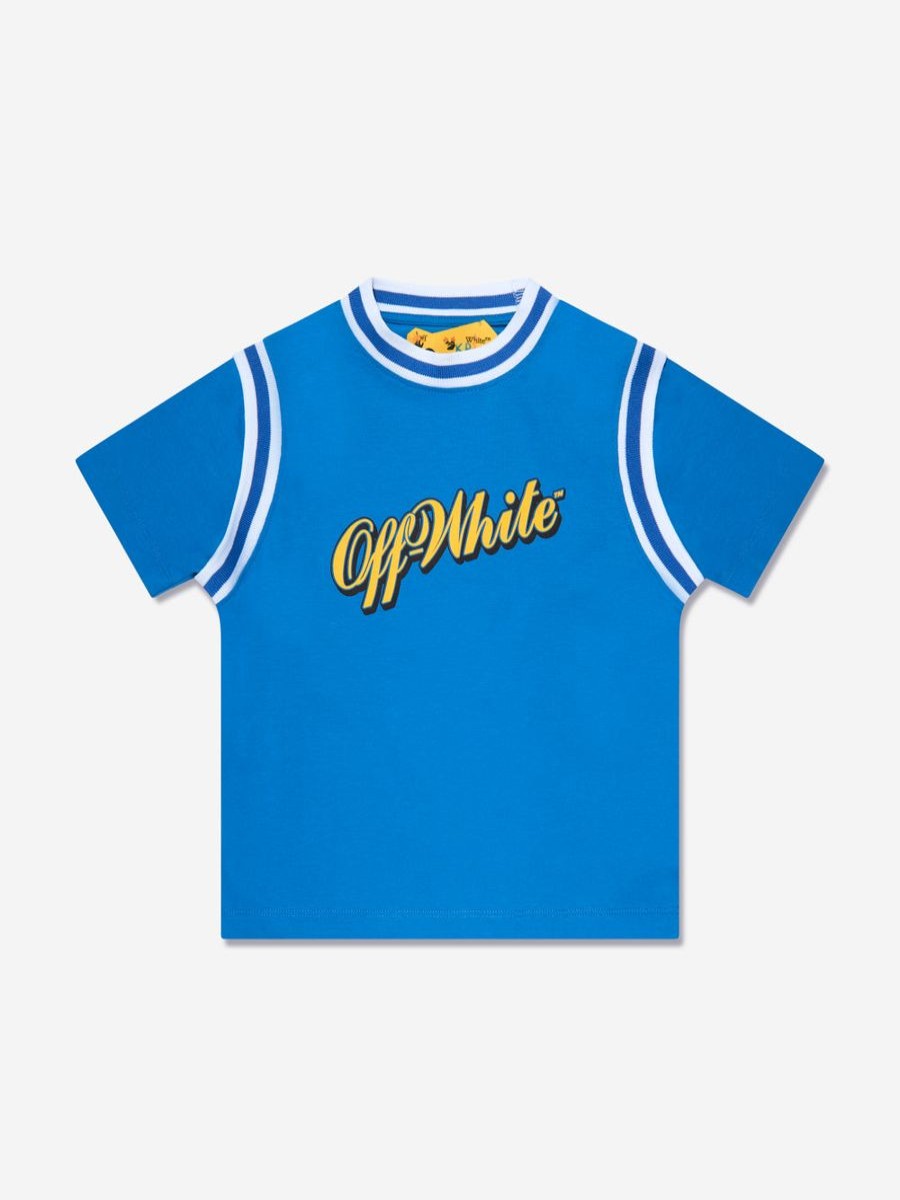 Boys Off-White T-Shirts & Tops | Boys Baseball Logo Rib T-Shirt In Blue