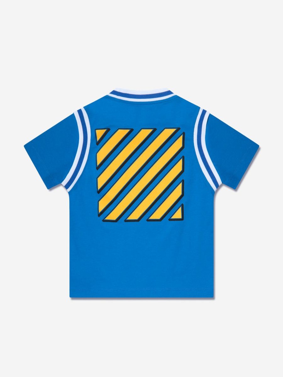 Boys Off-White T-Shirts & Tops | Boys Baseball Logo Rib T-Shirt In Blue