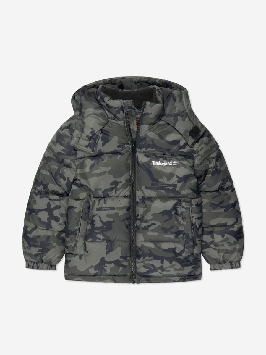 Boys Timberland Coats & Jackets | Boys Camouflage Puffer Jacket In Green