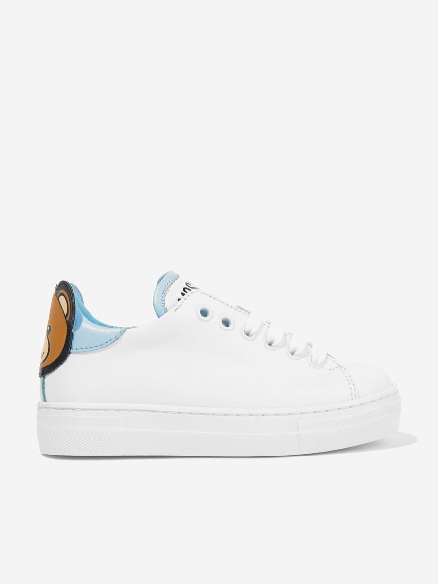 Boys Moschino Kids Sneakers | Boys Leather Teddy Bear Trainers In White