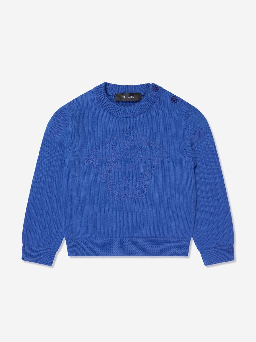 Boys Versace Jumpers & Cardigans | Baby Boys Logo Jumper In Blue