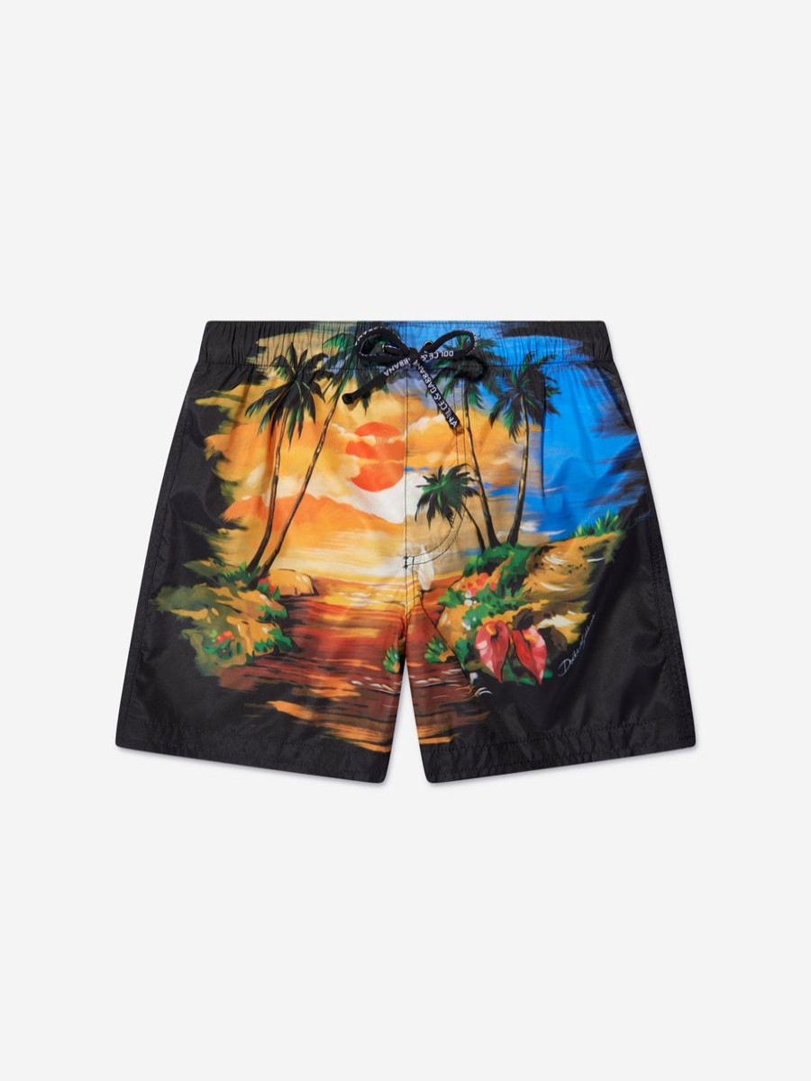 Boys Dolce & Gabbana Kids Swimwear | Dolce & Gabbana Kids - Boys Hawaiian Swim Shorts In Multicolour | Childsplay Clothing