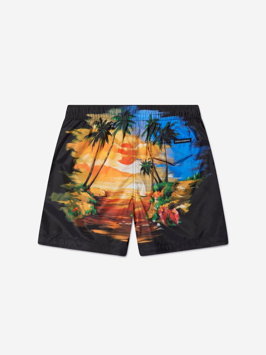 Boys Dolce & Gabbana Kids Swimwear | Dolce & Gabbana Kids - Boys Hawaiian Swim Shorts In Multicolour | Childsplay Clothing