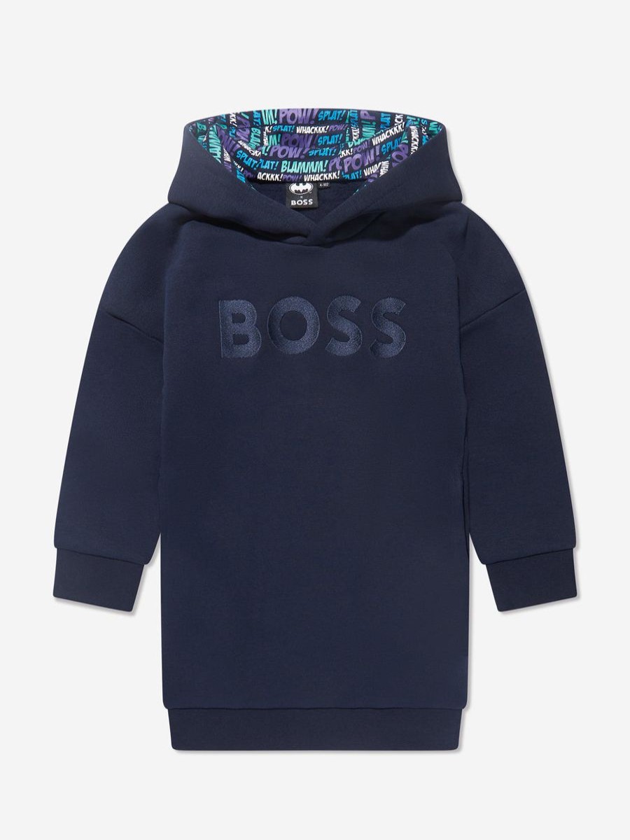 Girls BOSS Dresses | Girls Hooded Sweater Dress In Navy