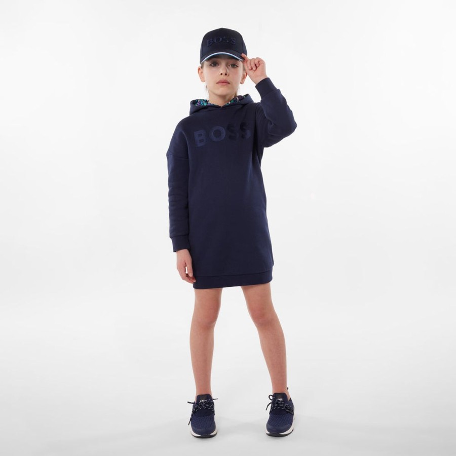 Girls BOSS Dresses | Girls Hooded Sweater Dress In Navy