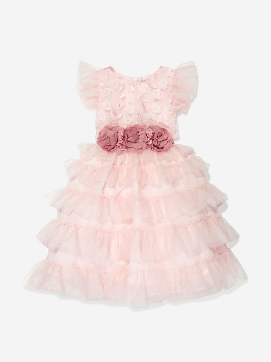 Girls Patachou Dresses | Girls Frilly Flower Dress In Pink