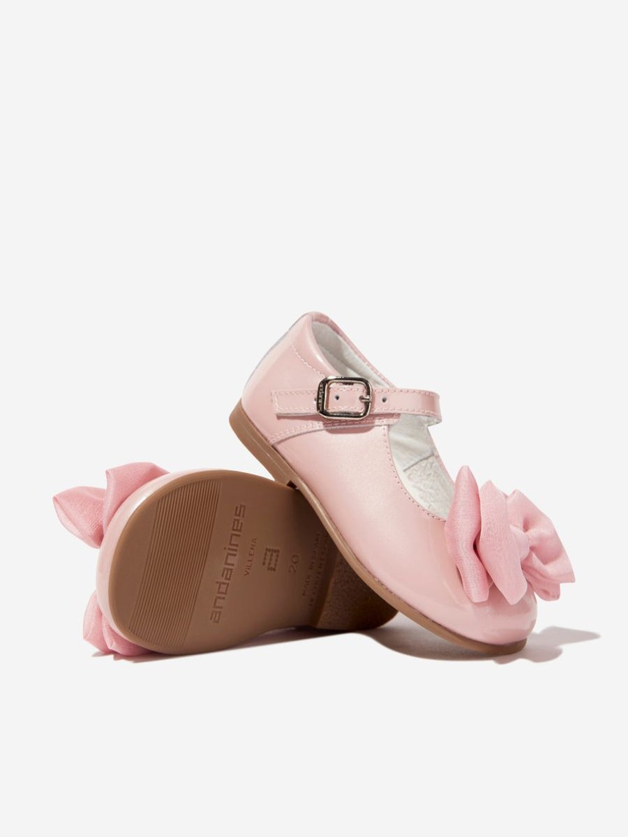 Baby Andanines Shoes | Girls Mary Jane Shoes With Bow In Pink