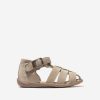 Baby Pom D'Api Shoes | Baby Leather Stand-Up Papy Buckle Sandals In Stone