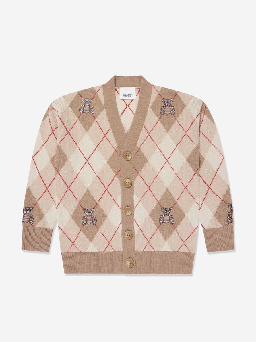 Boys Burberry Kids Jumpers & Cardigans | Boys Baile Bear Argyle Cardigan In Beige