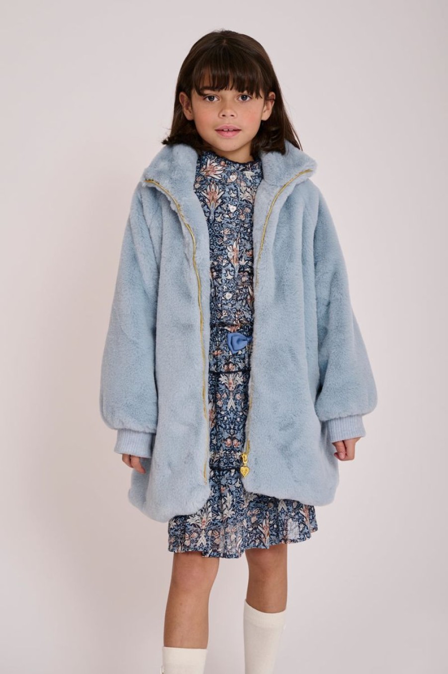 Girls Angels Face Coats & Jackets | Girls Oscars Smile Faux Fur Jacket In Blue