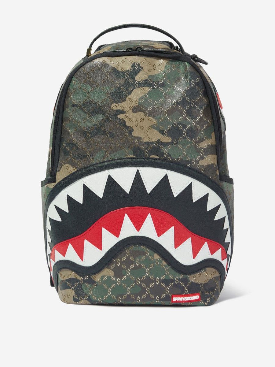 Boys Sprayground Bags & Backpacks | Kids $ Pattern Over Camo Backpack In Green