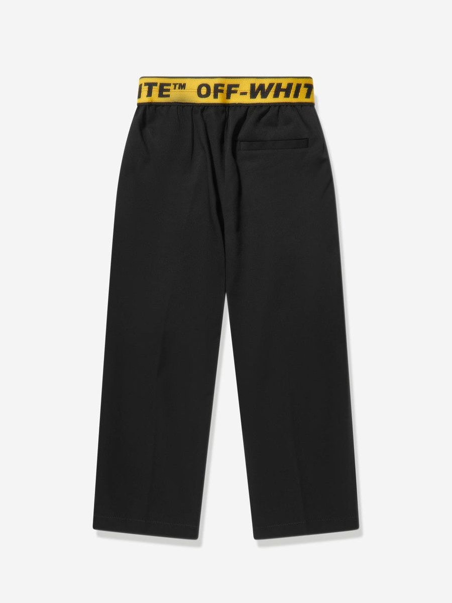 Boys Off-White Trousers | Boys Industrial Logo Band Chino Trousers In Black