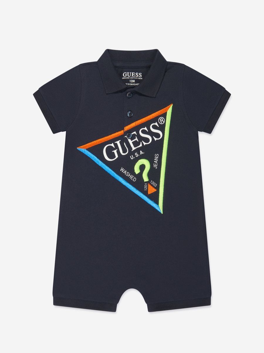 Boys Guess Babygrows & Rompers | Baby Boys Logo Romper In Navy