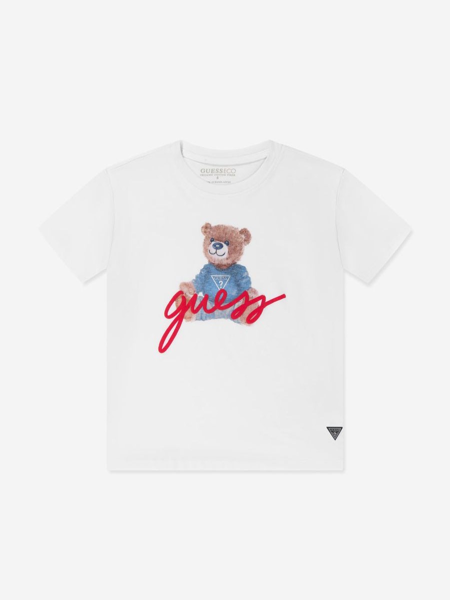 Boys Guess T-Shirts & Tops | Boys Bear Logo T-Shirt In White