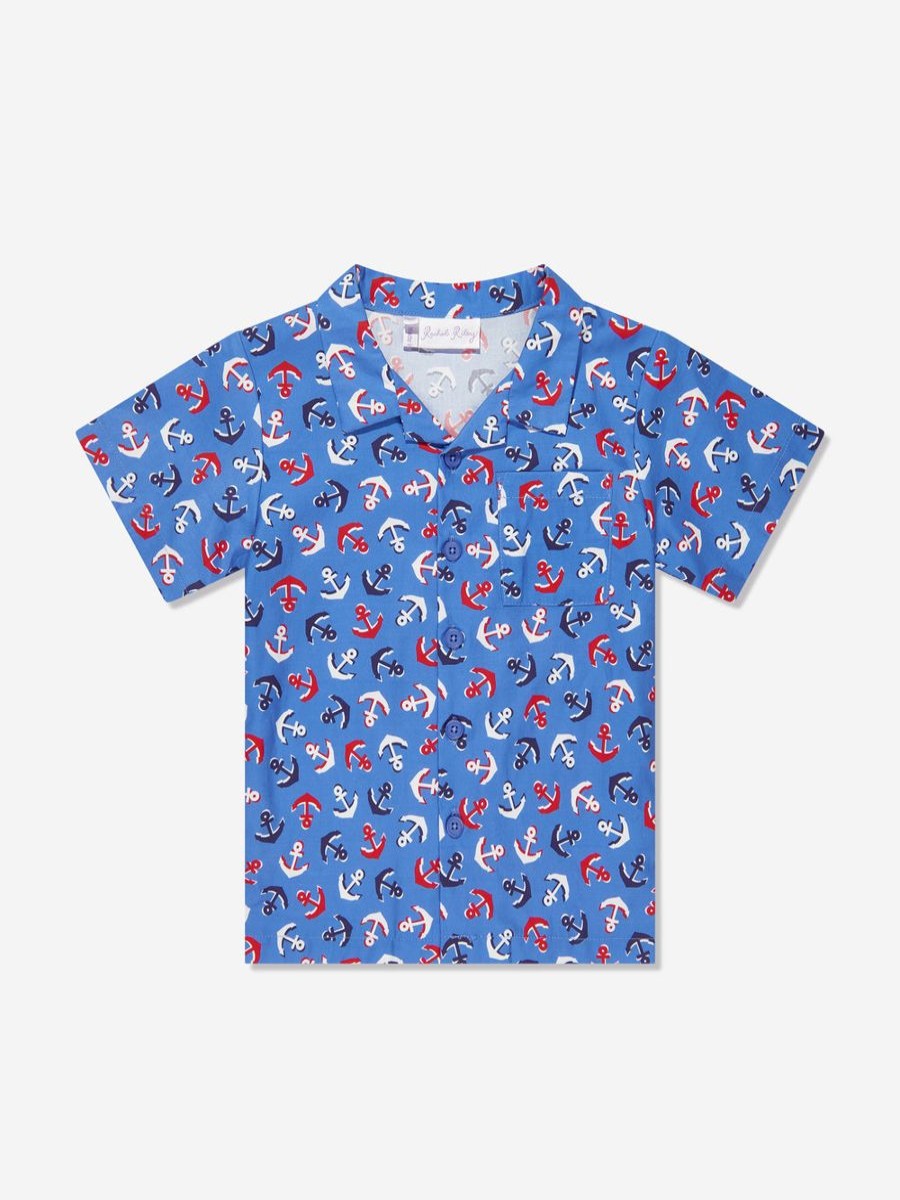 Boys Rachel Riley Shirts | Boys Anchor Shirt In Blue