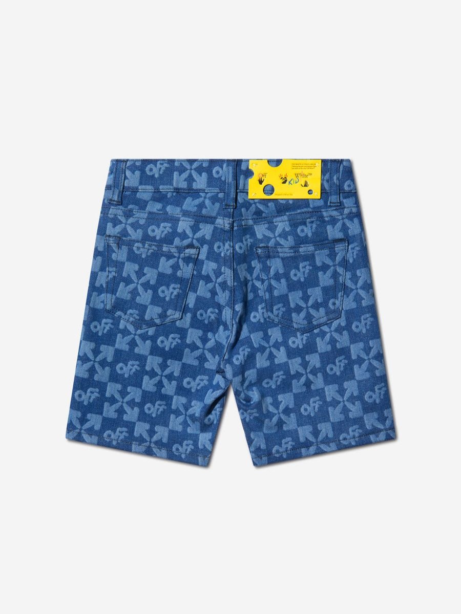 Boys Off-White Shorts | Boys Organic Cotton Denim Monogram Shorts