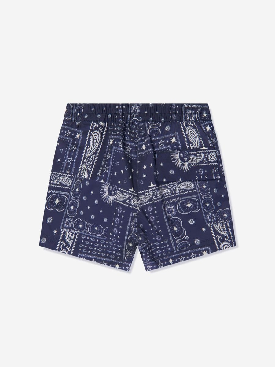 Boys Palm Angels Shorts | Boys Astro Paisley Swim Shorts In Navy