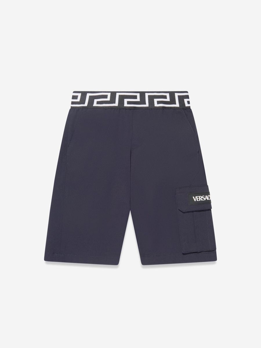 Boys Versace Shorts | Boys La Greca Pocket Shorts In Navy