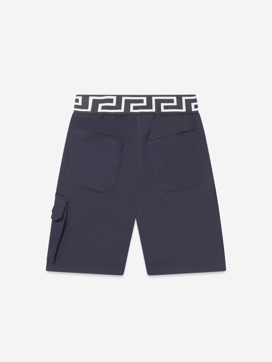 Boys Versace Shorts | Boys La Greca Pocket Shorts In Navy