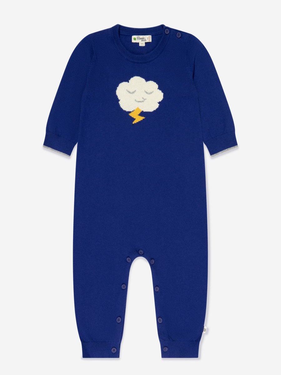 Boys The Bonnie Mob Babygrows & Rompers | Baby Boys Knitted Cloud Romper In Blue