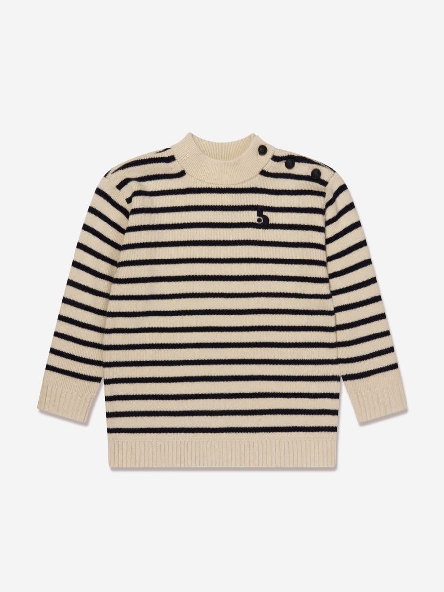 Boys Bonpoint Jumpers & Cardigans | Boys Dantes Knitted Striped Jumper In Ivory