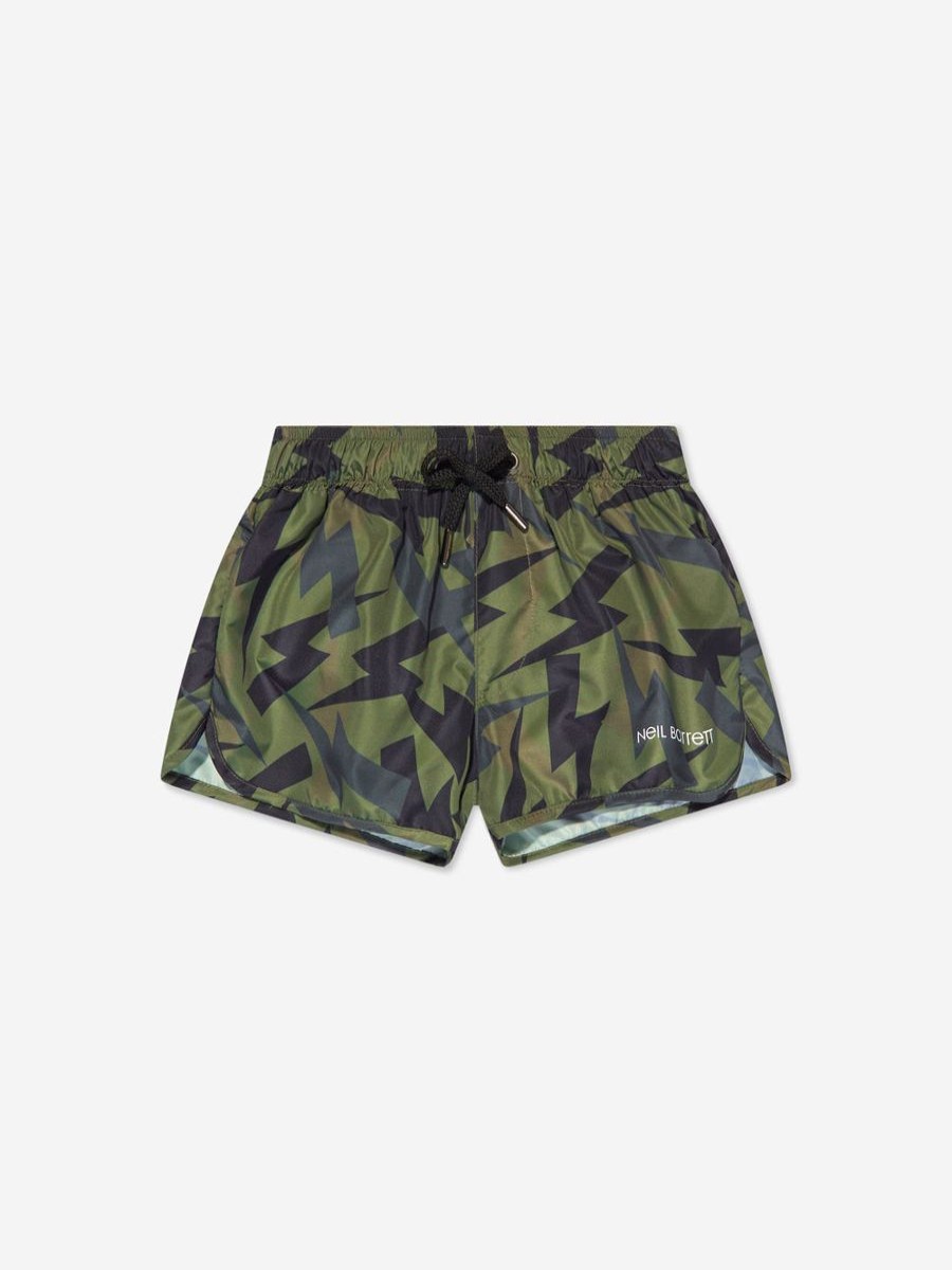 Boys Neil Barrett Swimwear | Boys Thunderbolt Swim Shorts In Green