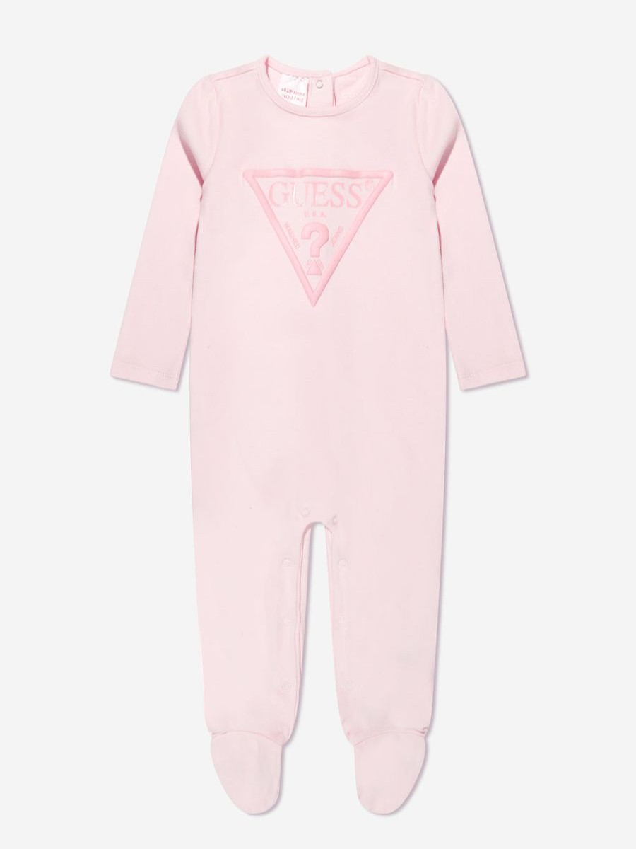 Girls Guess Babygrows & Rompers | Baby Girls Logo Babygrow In Pink