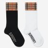 Boys Burberry Kids Socks | Kids Check Cuff Socks Set In Black