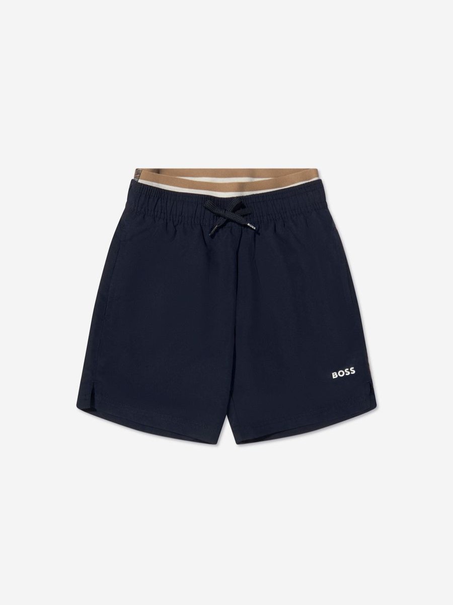 Boys BOSS Swimwear | Boss - Boys Logo Swim Shorts In Navy | Childsplay Clothing